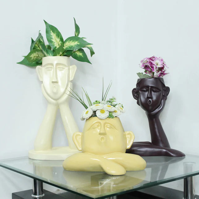 Polyresin Face planter pack of 3
