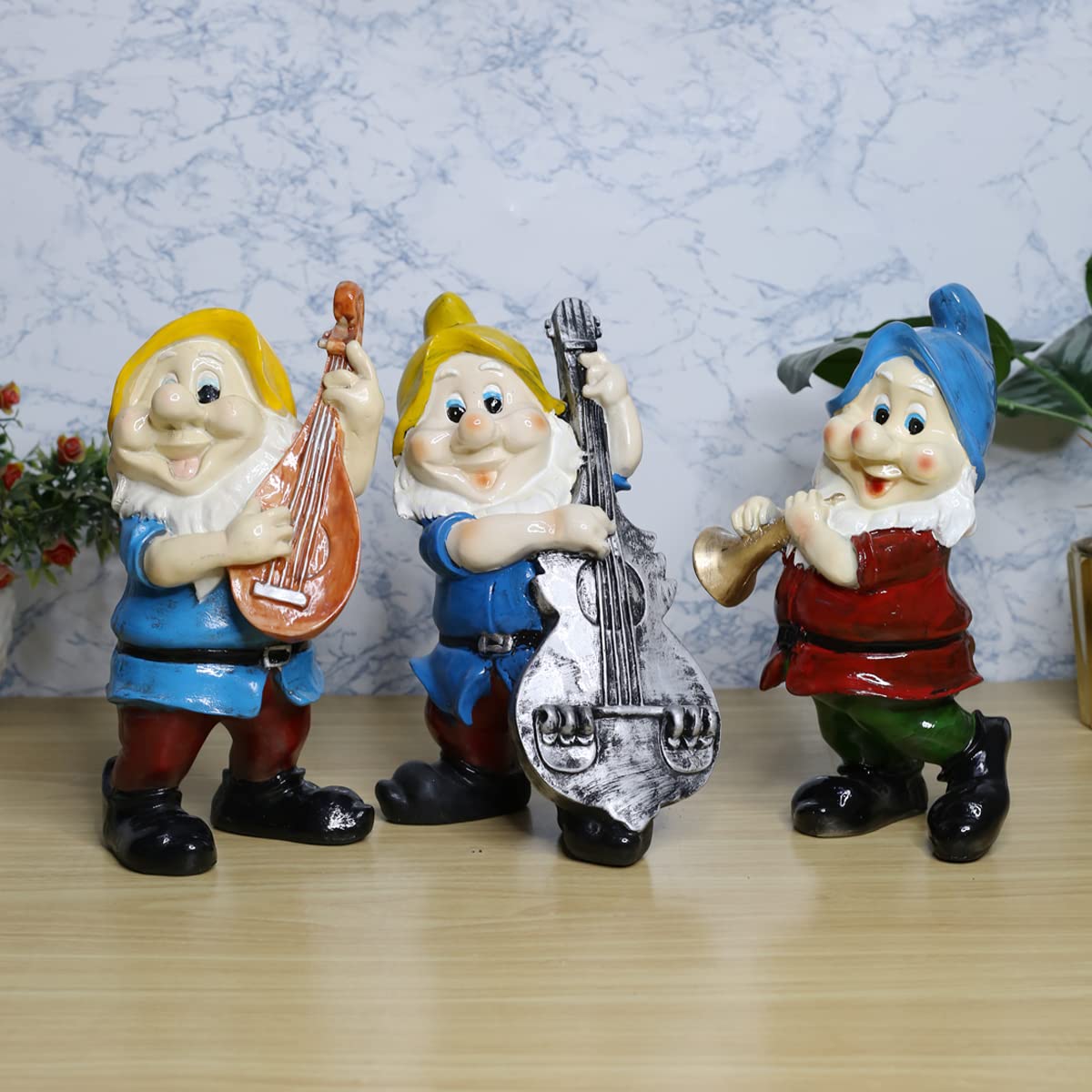 Gardens Accessories Gnome Musical Instrumental Statues (Pack of 3)