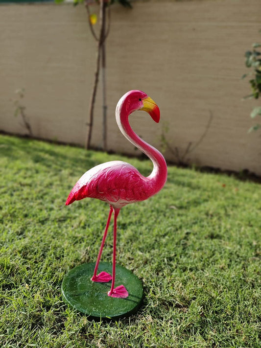 Pink Fiber Flamingo statue Pack of 1