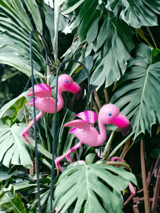 Flamingo long beak garden stakes pack of 4